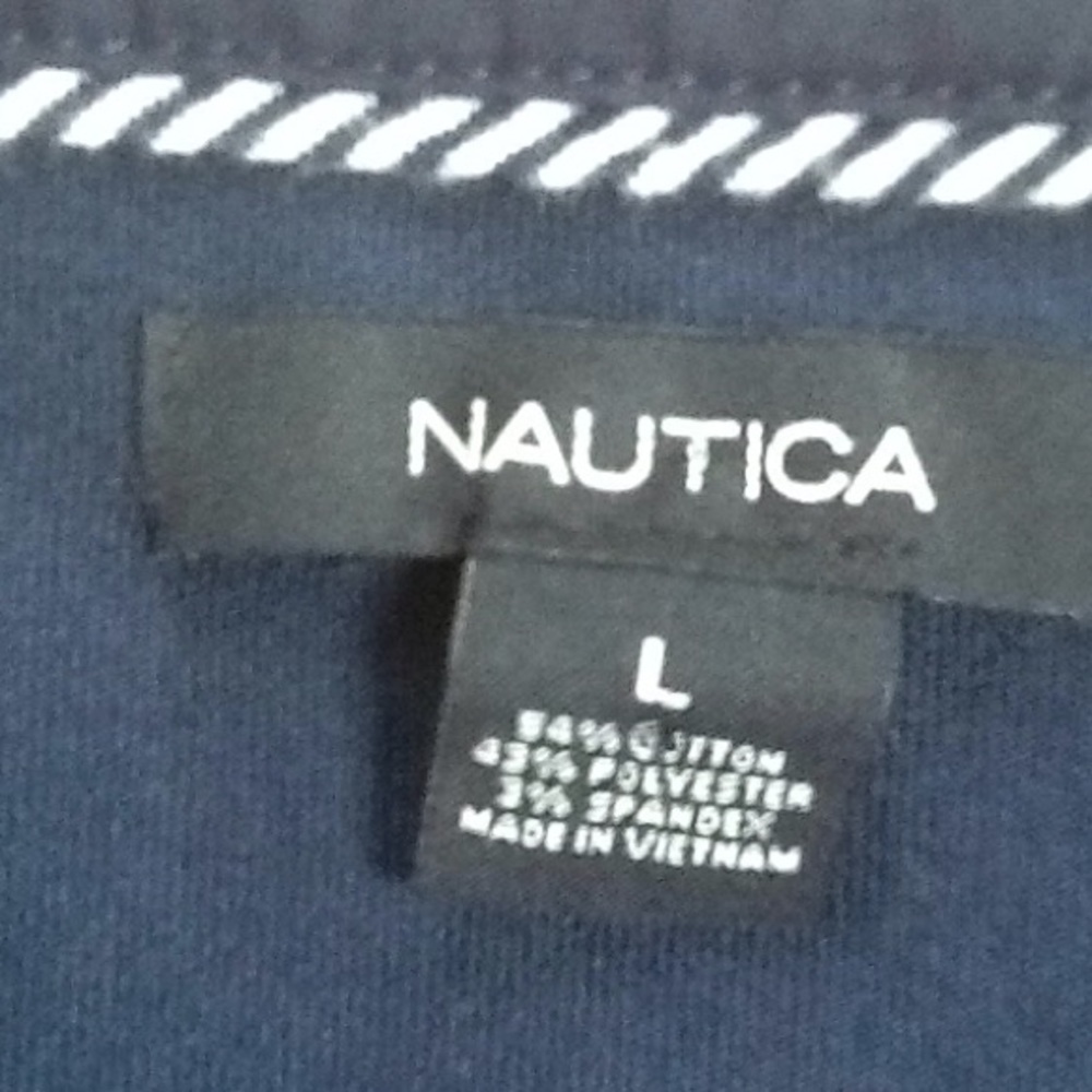 Nautica 3/4 Sleeve Red/ White/ Navy Blue Pullover - Picture 3 of 8